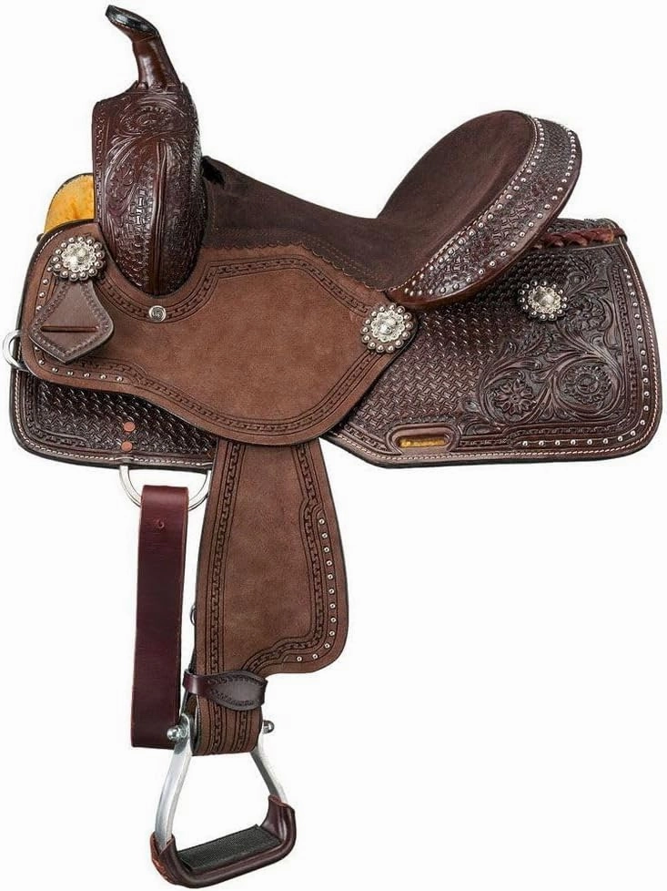 Western Barrel Racing Horse Saddles Trail Equestrian Horse Saddle Classic Quality Premium Leather Comfort for Horse Riding Size:10-18 inches Seat Available, BRL11