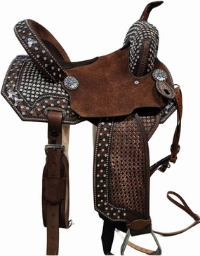 Western Horse Saddles Barrel Racing Wooden Tree Handmade Premium Leather Comfort Horses Trail Equestrian Tooled Carved Horse Saddle Riding Size: 10-18 inches Seat, KQ07