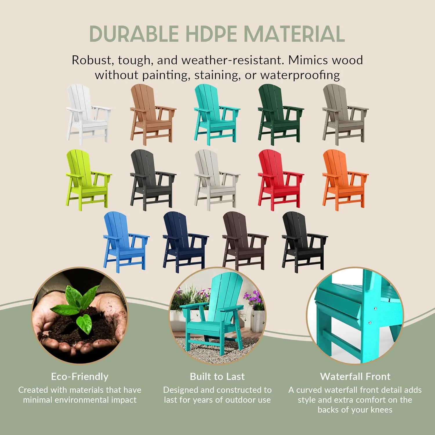 WestinTrends Malibu Malibu Outdoor Patio HDPE Plastic Adirondack Dining Chair Turquoise