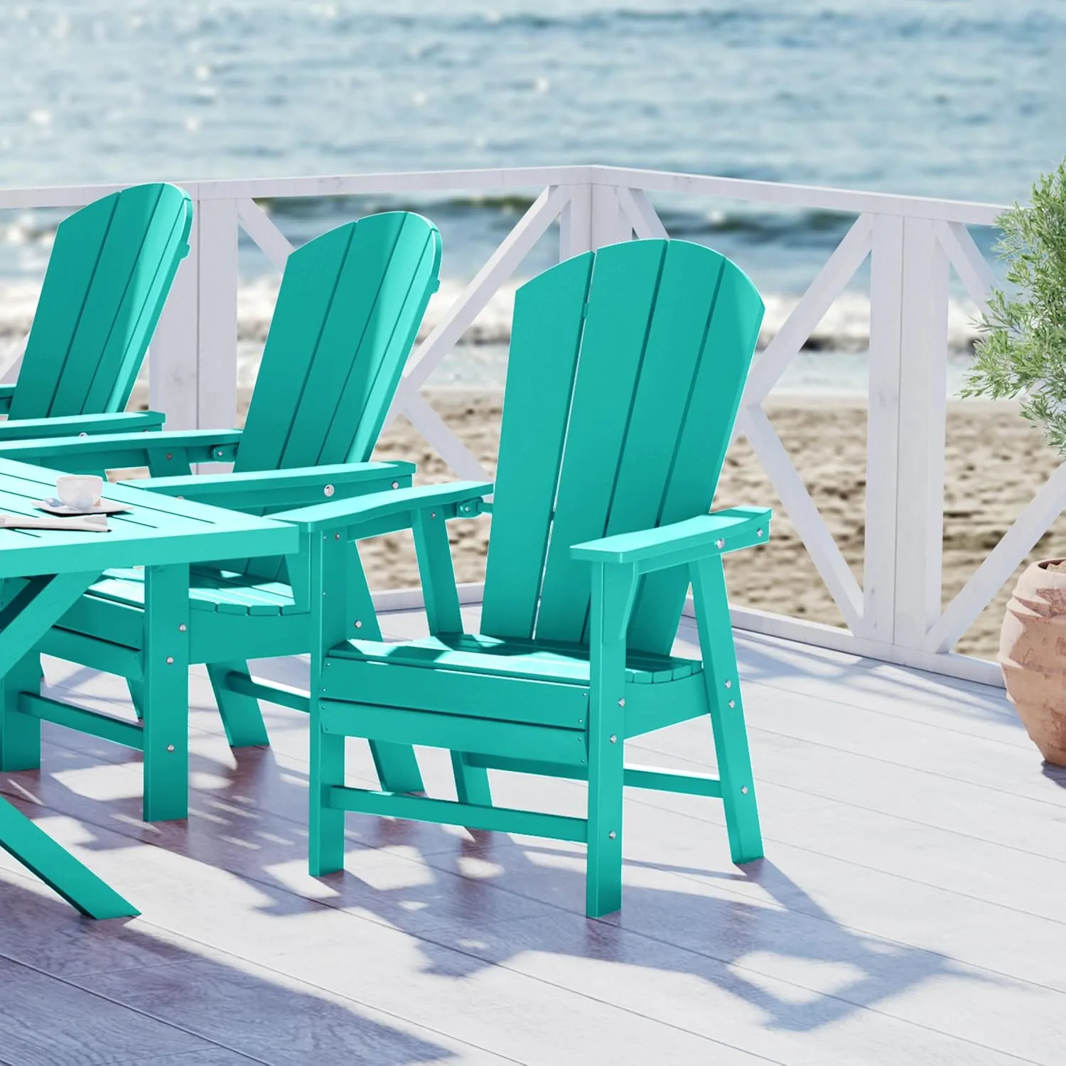 WestinTrends Malibu Malibu Outdoor Patio HDPE Plastic Adirondack Dining Chair Turquoise