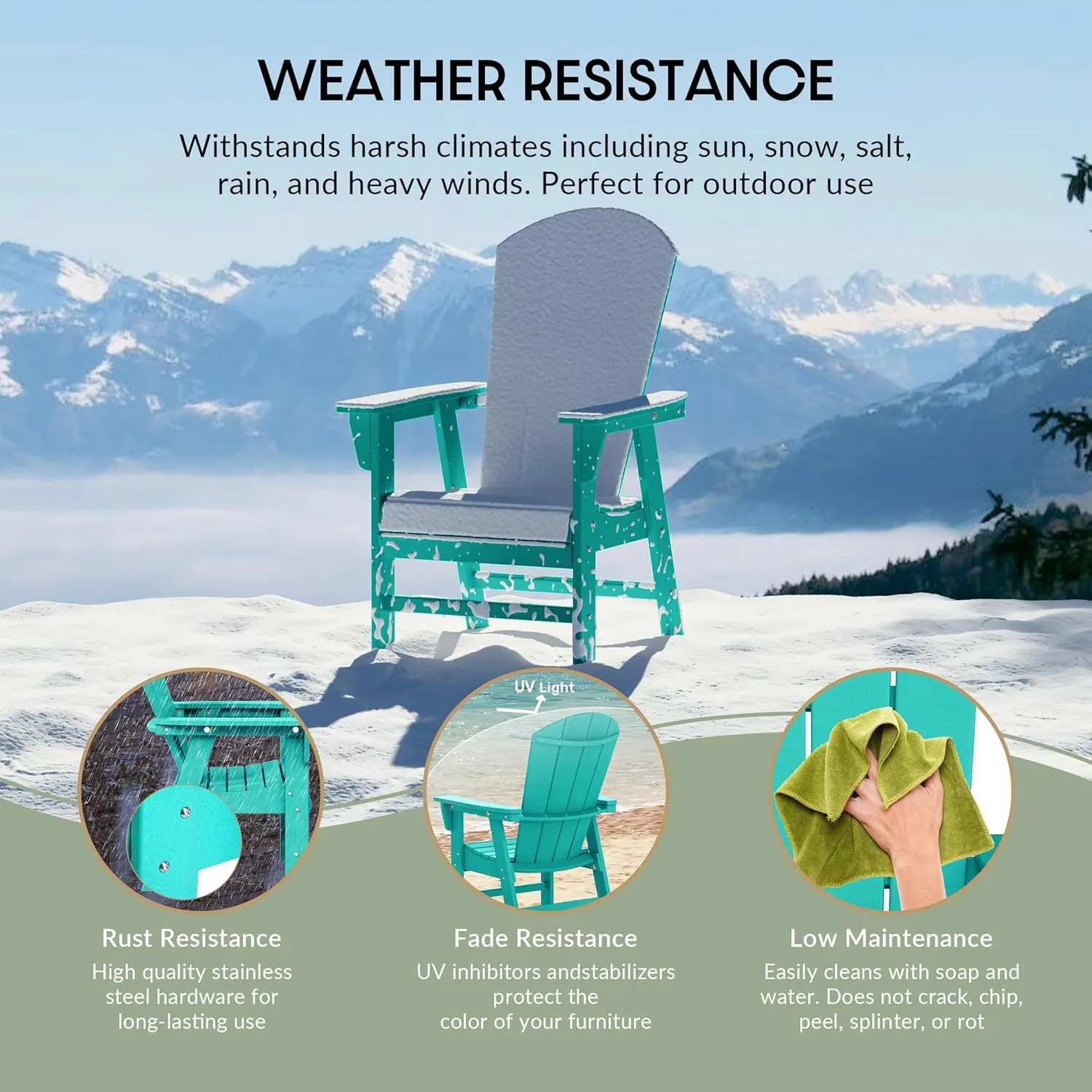 WestinTrends Malibu Malibu Outdoor Patio HDPE Plastic Adirondack Dining Chair Turquoise