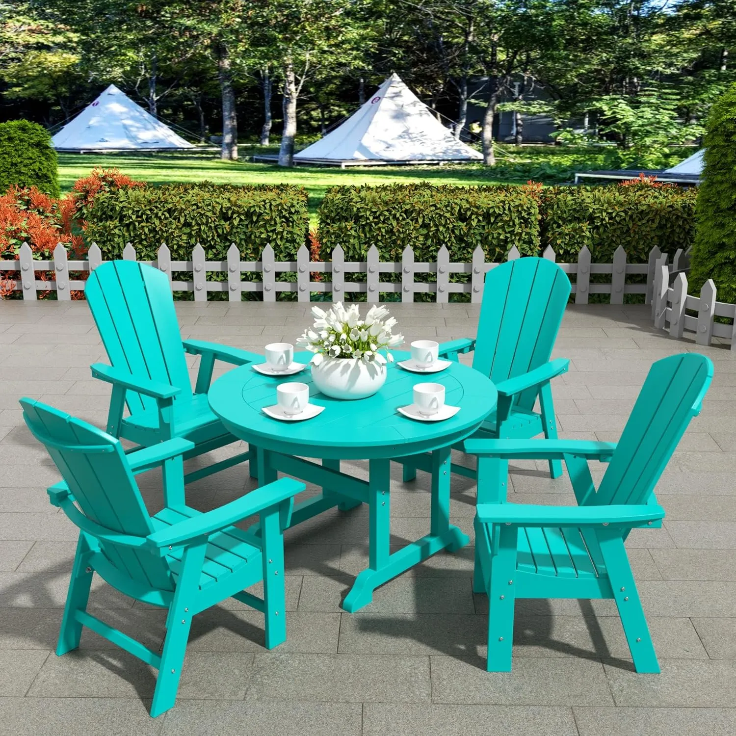 WestinTrends Malibu Malibu Outdoor Patio HDPE Plastic Adirondack Dining Chair Turquoise