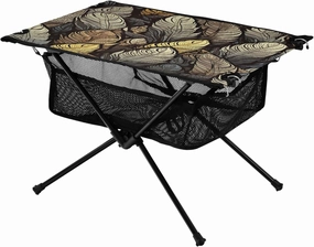 White Brown Feathers Portable Folding Camping Table, Compact Lightweight Beach Table with Carrying Bag for Outdoor Picnics, BBQs, Camp