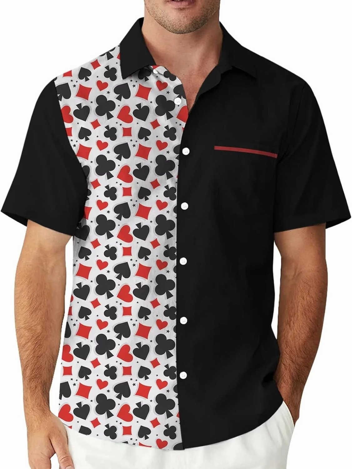 WHO IN SHOP Men's Hawaiian Shirt All Patterns Print Short Sleeve Button Down Shirts