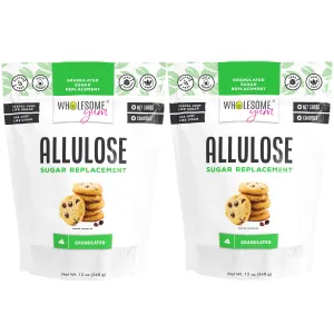Wholesome Yum Allulose Sweetener - Natural Granulated Sugar Substitute - Keto, Non GMO, Zero Carb, Zero Calorie, Sugar Free, No Aftertaste, Tummy Friendly - Granular Sugar Replacement (12 oz, 2 Pack)