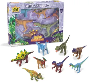 Wild Republic Dino Eco Expedition, T-Rex, Brachiosaurus, Parasaurolophus, Velociraptor, Allosaurus, Dilophosaurus, Stegosaurus, and Triceratops 8 piece Set