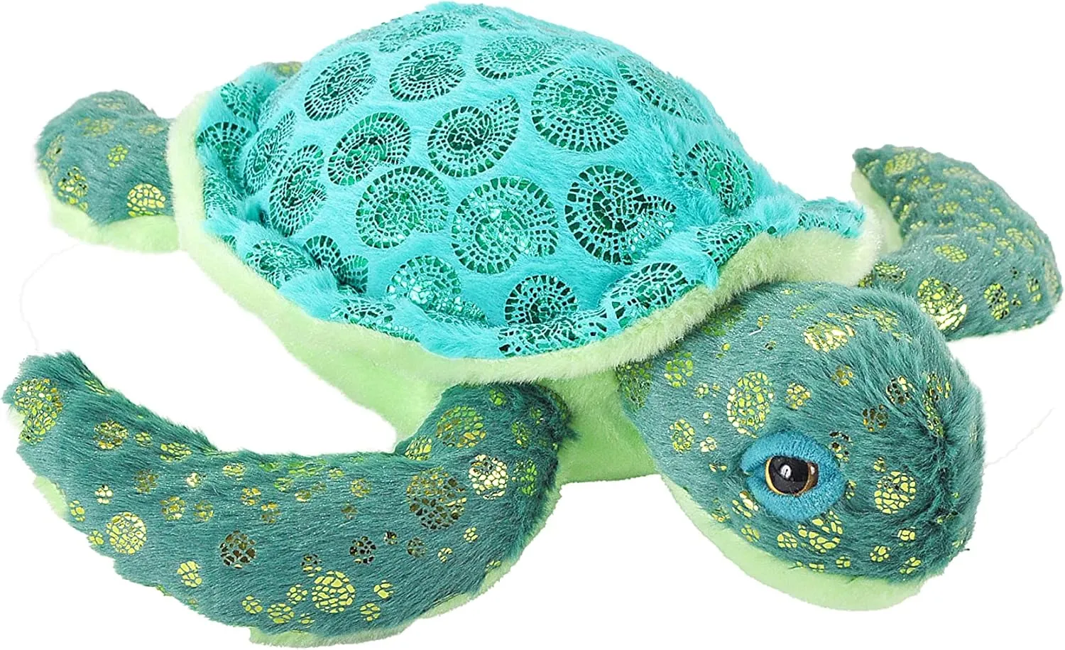 Wild Republic Sea Turtle, Foilkins, Stuffed Animal, 12 inches, Gift for Kids, Plush Toy, Fill is Spun Recycled Water Bottles