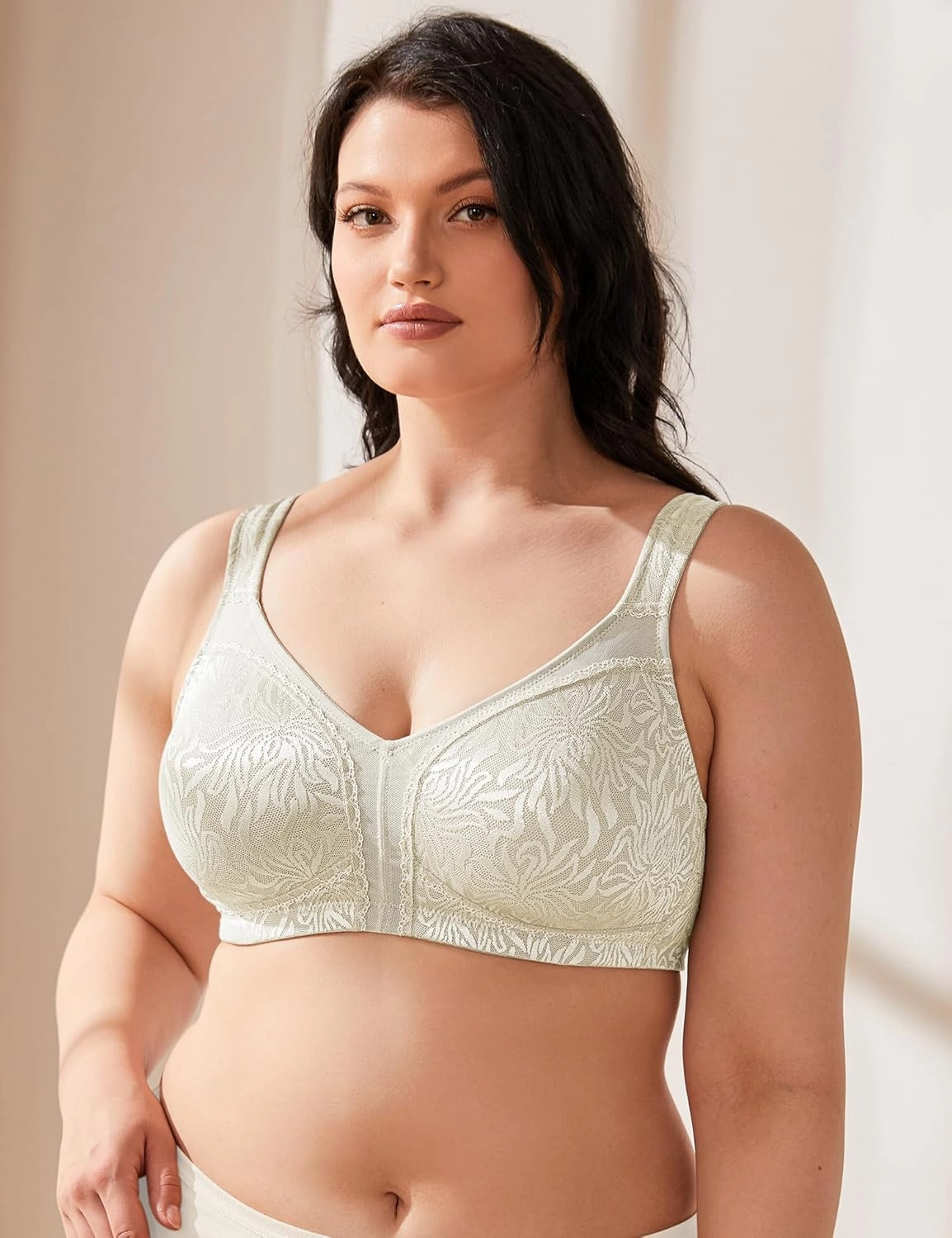 Wingslove Women's Full Coverage Non Padded Comfort Minimizer Wire-Free Bra Plus Size