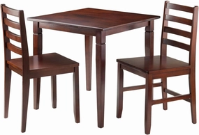 Winsome Kingstate Dinning Table with 2 Hamilton Ladder Back Chairs, Brown