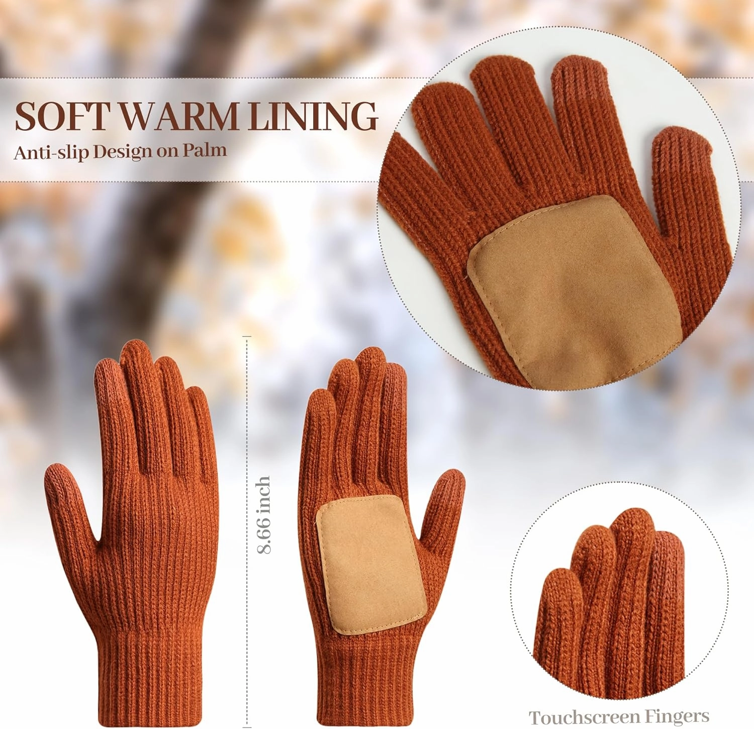 Winter Beanie Warm Hat Long Scarf Touchscreen Glove Set with Pom Pom Neck Warmer Scarves for Women