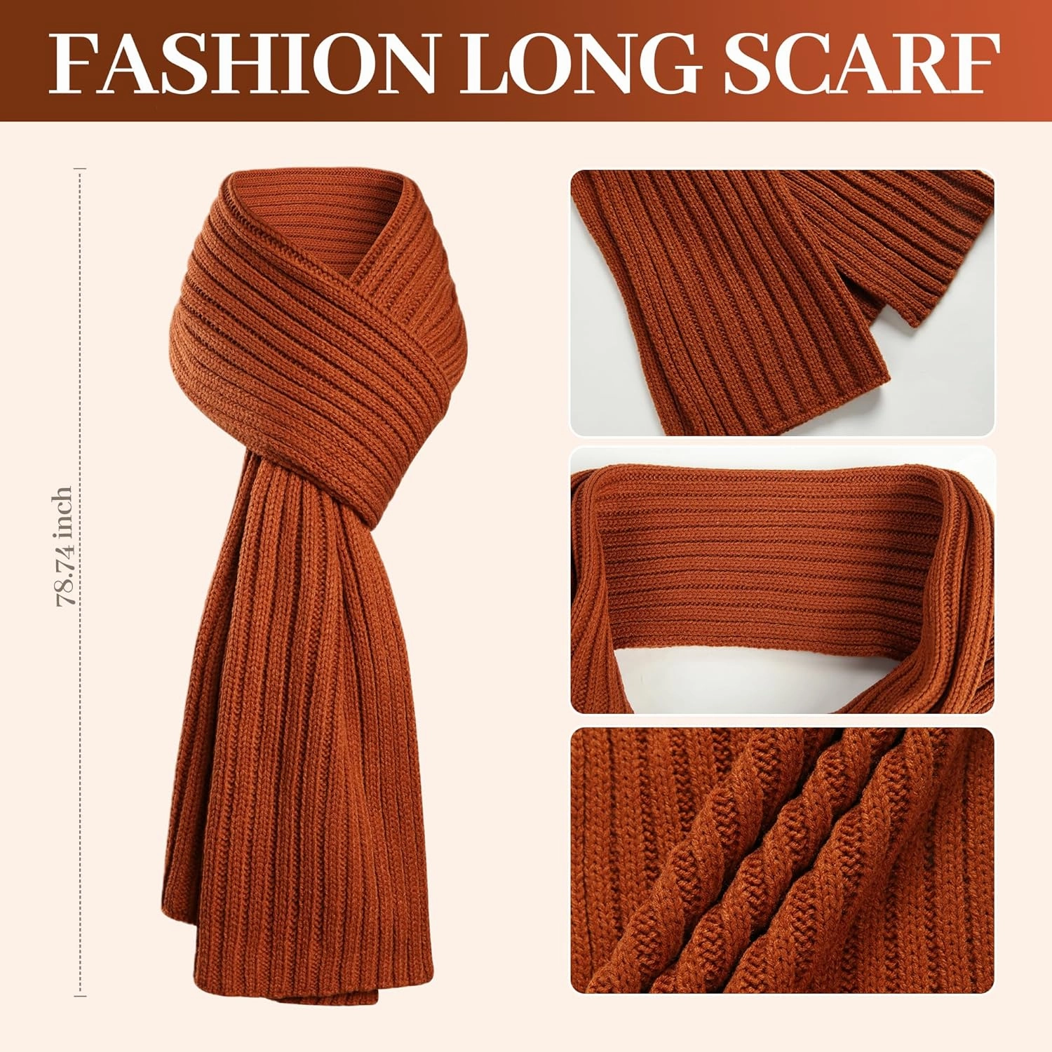 Winter Beanie Warm Hat Long Scarf Touchscreen Glove Set with Pom Pom Neck Warmer Scarves for Women