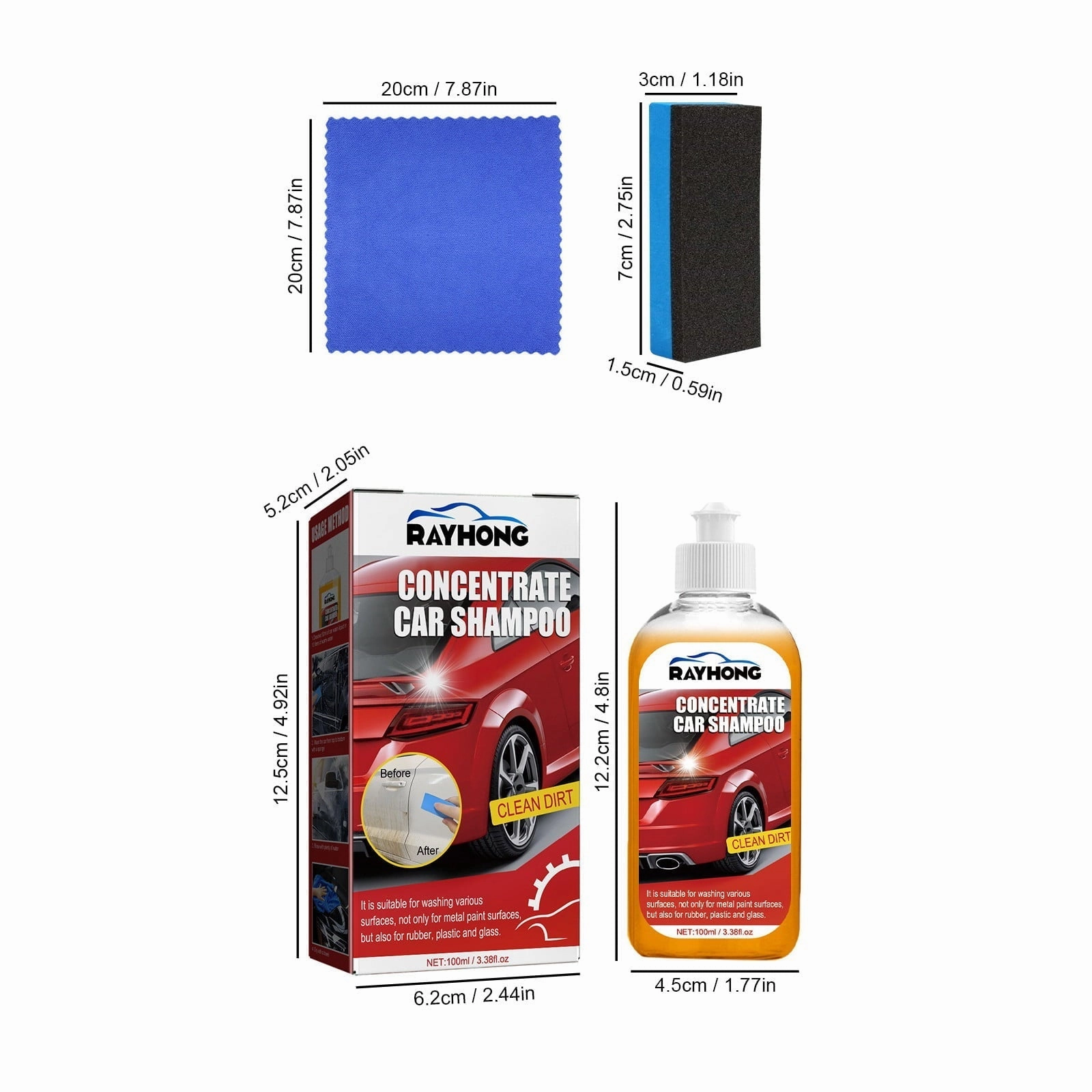 WMYBD Car Care & Cleaning,Car Exterior Shampoo Multipurpose Automotive Cleaners High Concentration Super Foam Strong Decontamination Auto Wash Supplies 100ML Clearence