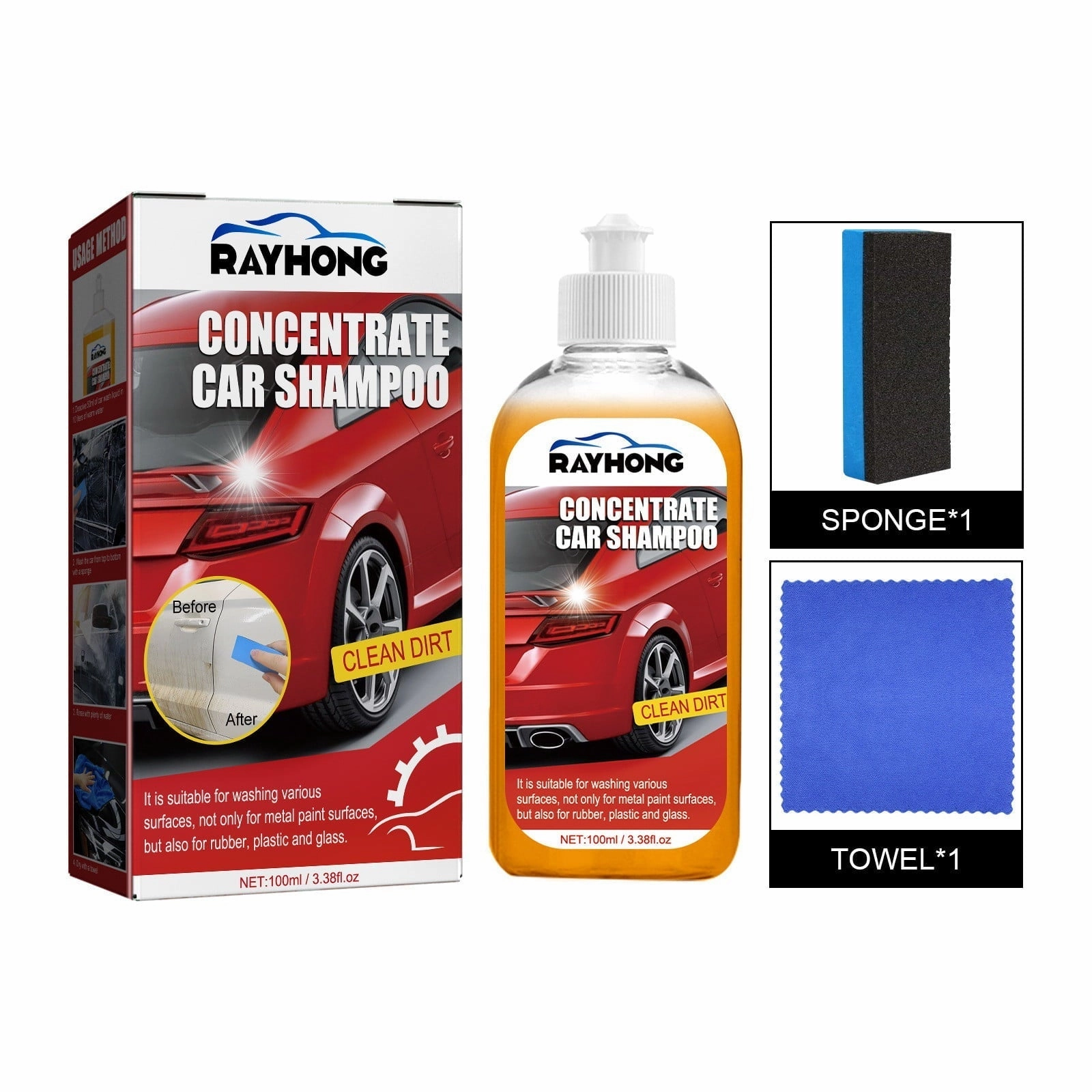 WMYBD Car Care & Cleaning,Car Exterior Shampoo Multipurpose Automotive Cleaners High Concentration Super Foam Strong Decontamination Auto Wash Supplies 100ML Clearence