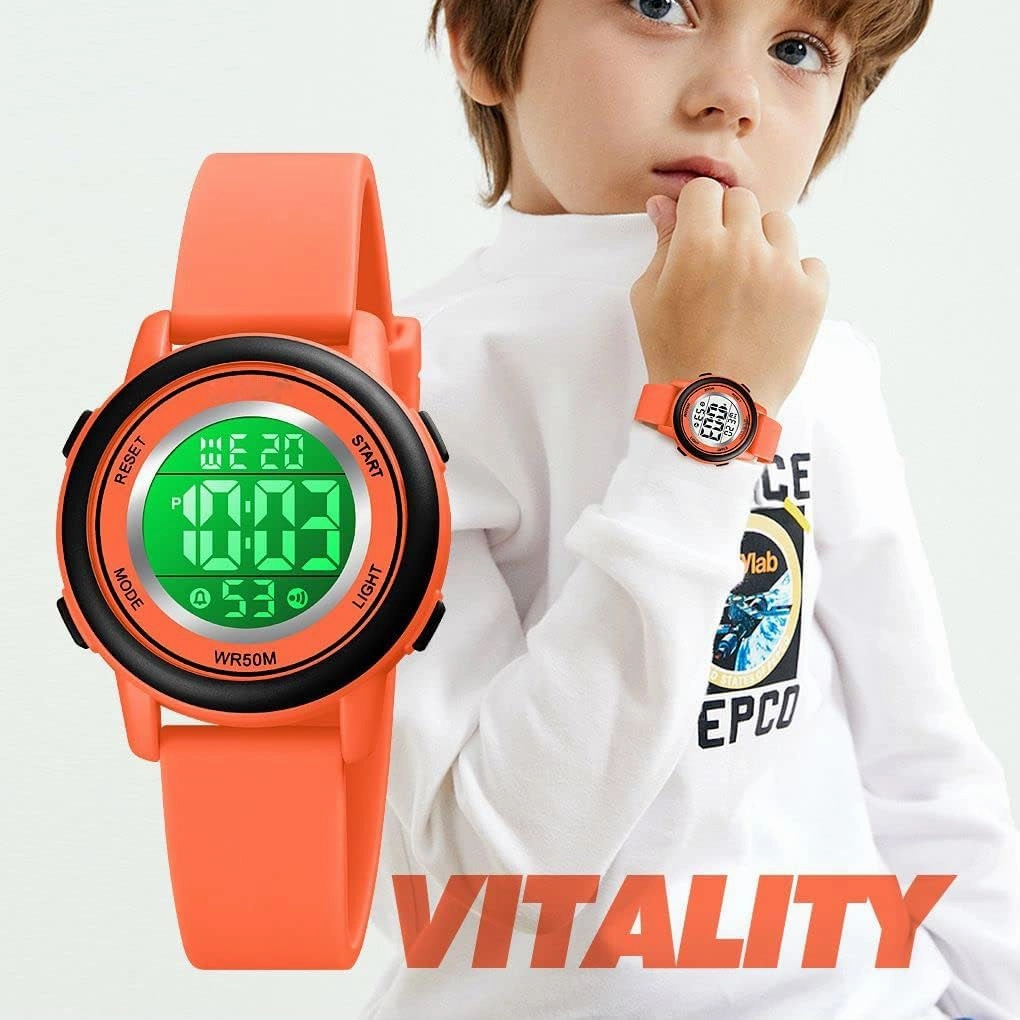 Womens Digital Watches LED Screen Silicone Strap Watch Military Multifunction Waterproof Alarm Stopwatch LED Backlight Outdoor Sports Watch