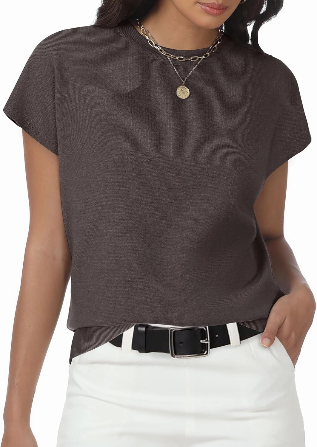 Womens Tops Summer Sweaters Short Sleeve Shirts Dressy Casual Basic Casual Cap Sleeve Tops Beach Vacation Clothes