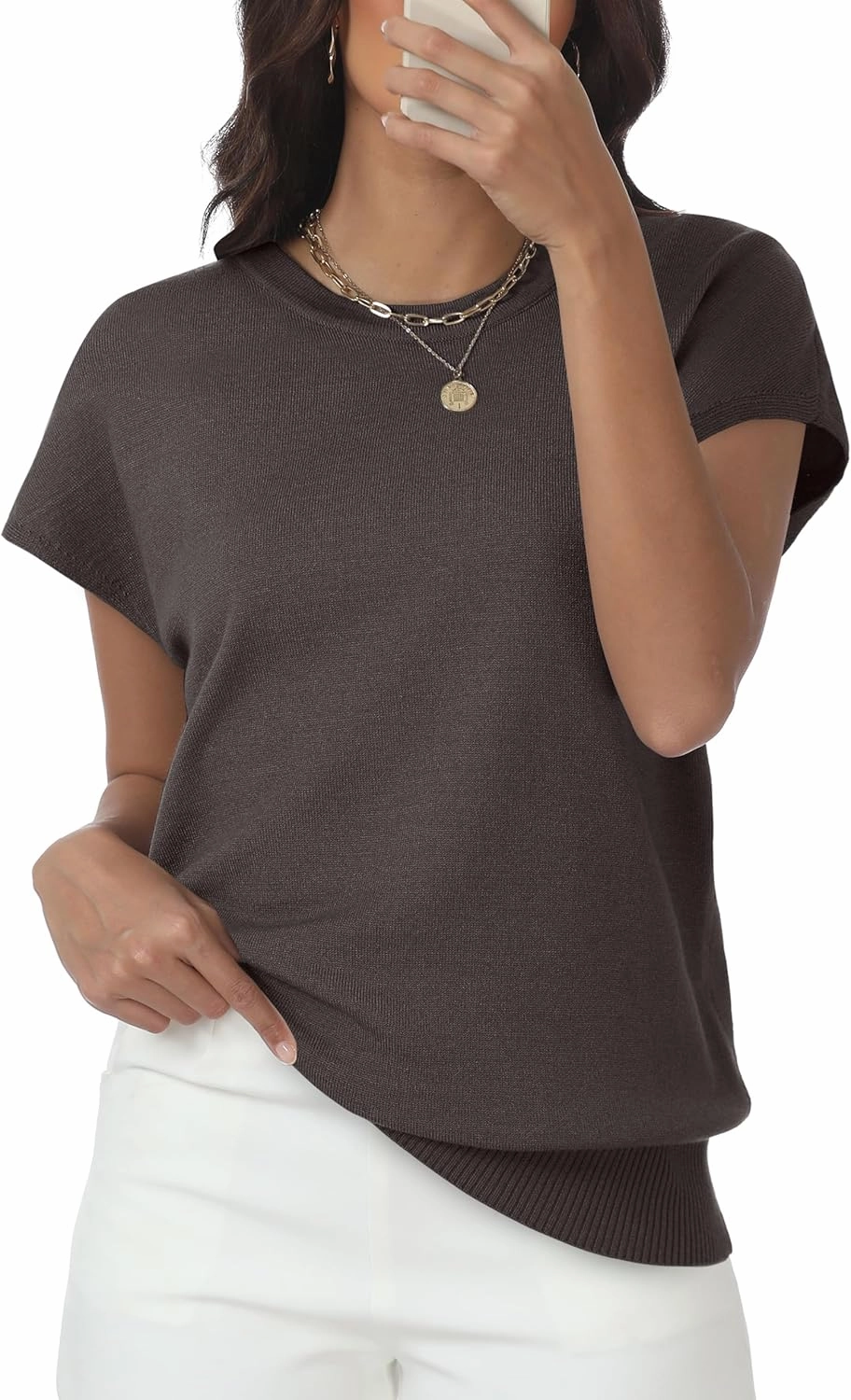 Womens Tops Summer Sweaters Short Sleeve Shirts Dressy Casual Basic Casual Cap Sleeve Tops Beach Vacation Clothes
