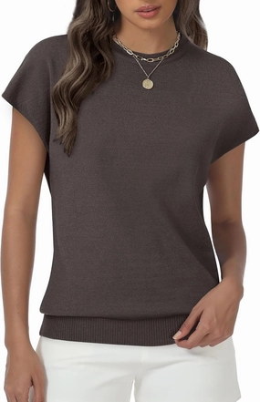 Womens Tops Summer Sweaters Short Sleeve Shirts Dressy Casual Basic Casual Cap Sleeve Tops Beach Vacation Clothes