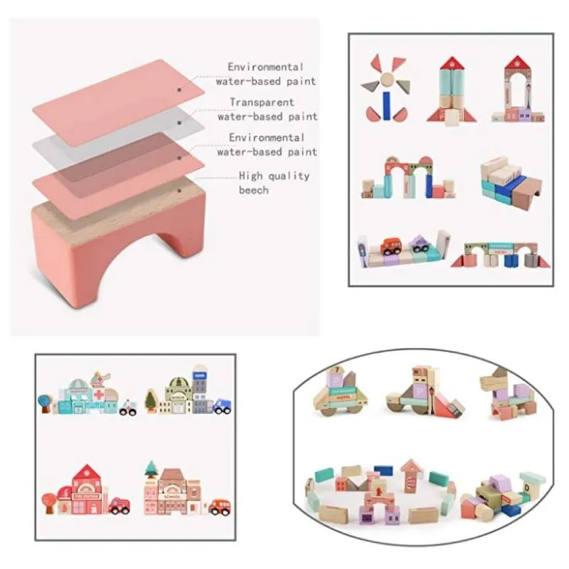 Wooden City Building Blocks - 115 Pieces (7-9 Years)