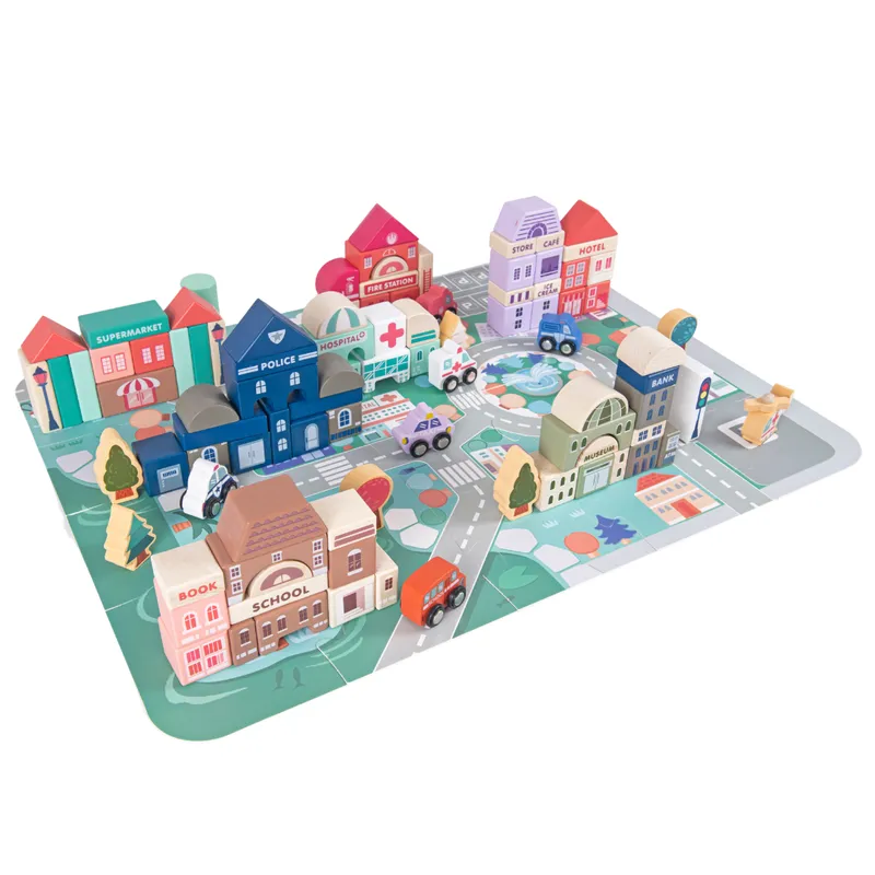 Wooden City Building Blocks - 115 Pieces (7-9 Years)