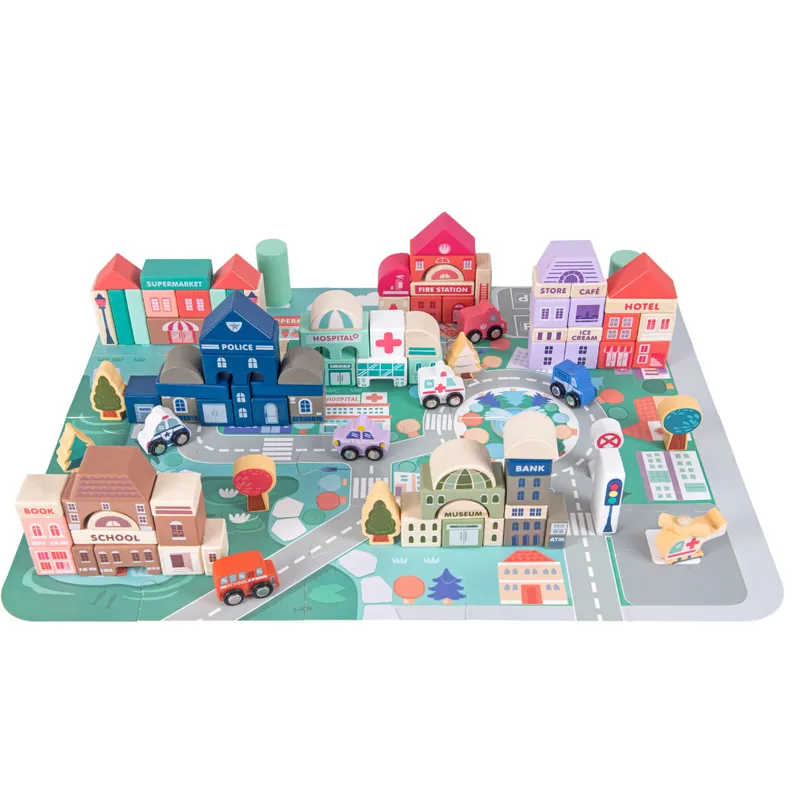 Wooden City Building Blocks - 115 Pieces (7-9 Years)