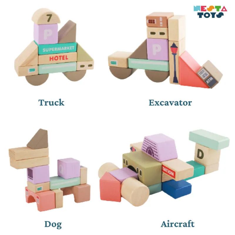Wooden City Building Blocks - 115 Pieces (7-9 Years)
