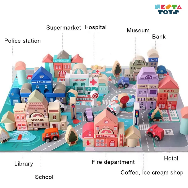 Wooden City Building Blocks - 115 Pieces (7-9 Years)