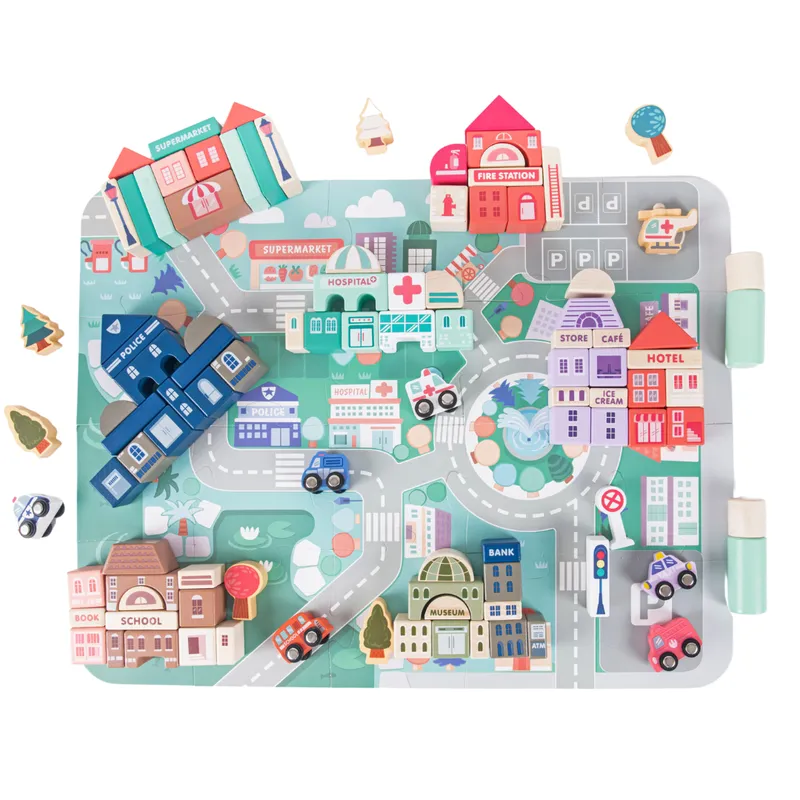 Wooden City Building Blocks - 115 Pieces (7-9 Years)