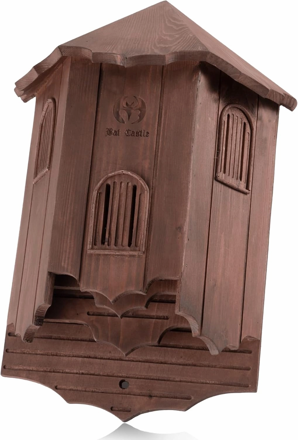Wooden Castle Bat Houses for Outside Bat Box for Outdoors - Large Three Chamber Box Perfectly Designed to Attract Bats - Durable and Easy to Hang (Bat House Ⅰ Red)