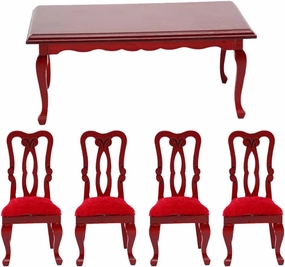 Wooden Dollhouse Furniture Set Mini Miniature Dollhouse Table and Chairs Dollhouse Accessories Fairy Garden Furniture of Dining Room