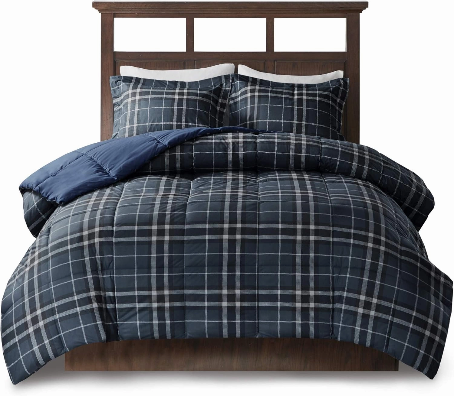 Woolrich Comforter Set, Cabin Lodge, Warm Cover for Colder Season, Modern Cottage-Inspired Down Alternative Ultra Soft Microfiber Bedding, Matching Sham, Plaid Navy Twin 2 Piece