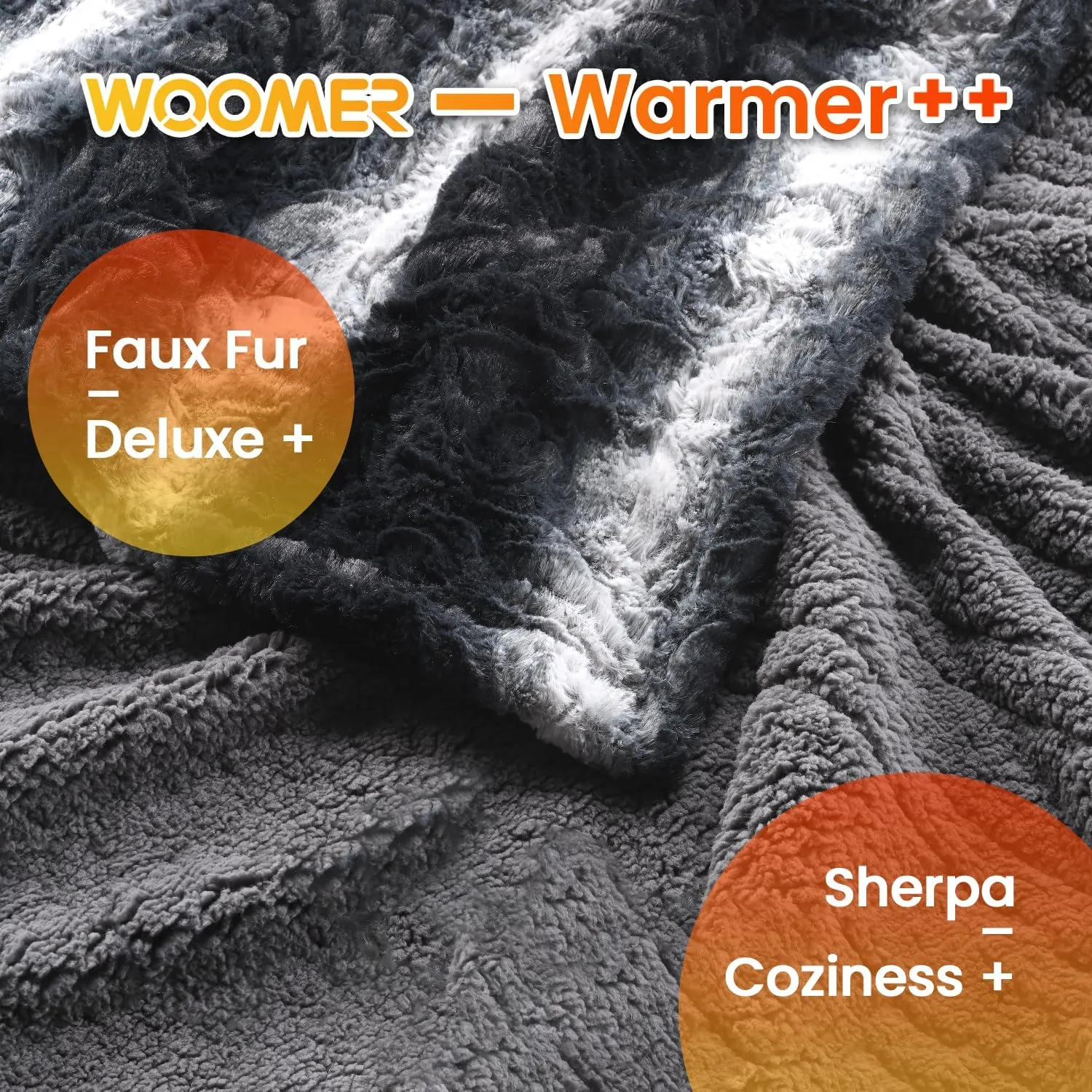 WOOMER [5 Year Warranty Electric Heated Throw Blanket (50"x 60"), Eco-Friendly Faux Fur&Soft Sherpa,Fast Heating Blanket with Floral Pattern, 4 Heating Levels & 4H Auto Off, ETL Certified, Home Decor