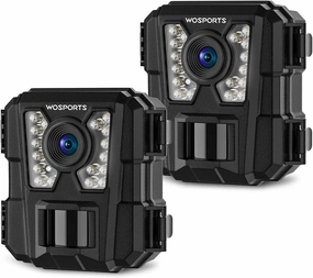 WOSPORTS Mini Trail Camera 2 Pack 24MP 1080P HD, Hunting Cam with Night Vision Motion Activated, Game Camera for Wildlife Monitoring