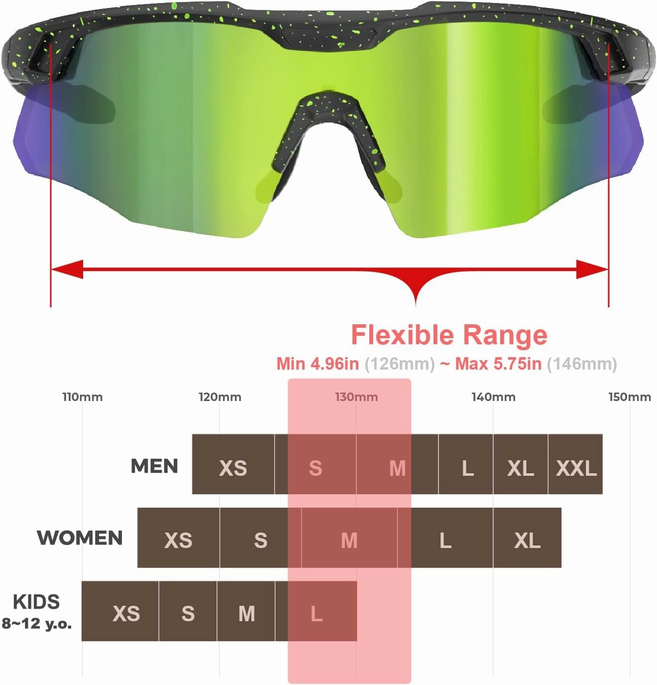 Wrap Around Small Baseball Sunglasses for Youth Kids Women Running Cycling Outdoor Sports Shades Padel Beach Tennis