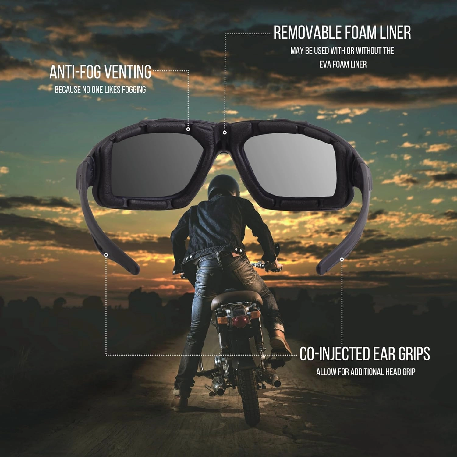 WYND Blocker Calvert Motorcycle Riding Glasses Extreme Sports Wrap Dry Eye Sunglasses (Model 338)