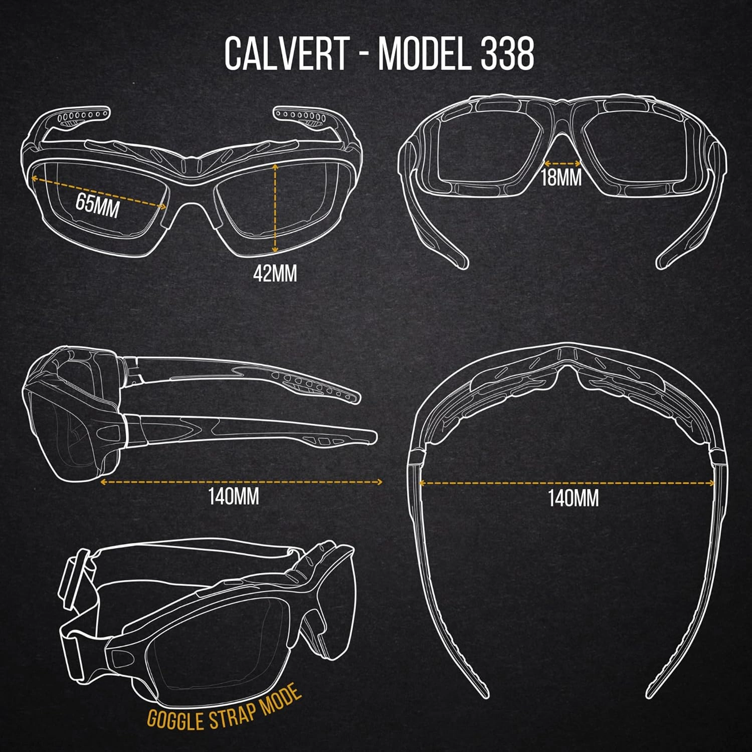 WYND Blocker Calvert Motorcycle Riding Glasses Extreme Sports Wrap Dry Eye Sunglasses (Model 338)