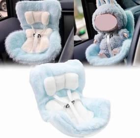 x xotic tech Car Seat for Dolls with Soft Furry Cushion, Cute Safety Seat Fresheners Clips onto Car Air Vent, Includes Seat Leg for Desktop Display, Car Ornament Decoration Accessories (Blue)