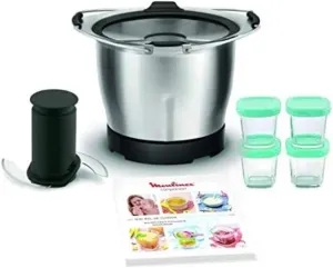 XF387E10 Mini Bowl Baby 1.4 Litre Food Processor, Companion   4 Glass Jar Set