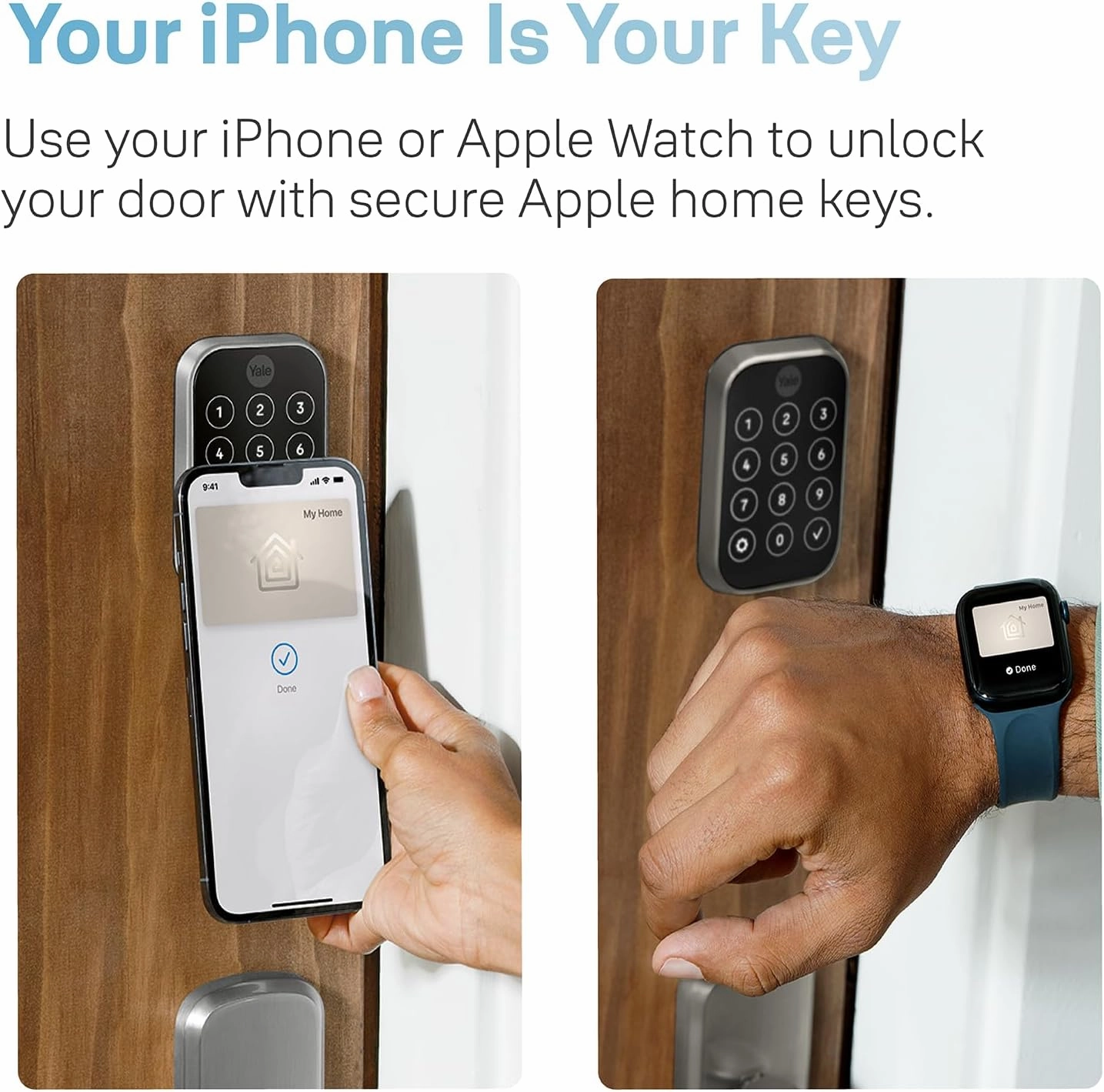 Yale Assure Lock 2 Plus Apple Home Keys, Bronze Keyless Entry Door Lock with Keypad for Code Entry Lock and Auto-Unlock (No Wi-Fi) Remote Access Requires Apple Home Hub via HomeKit, ‎YRD450-N-BLE-0BP