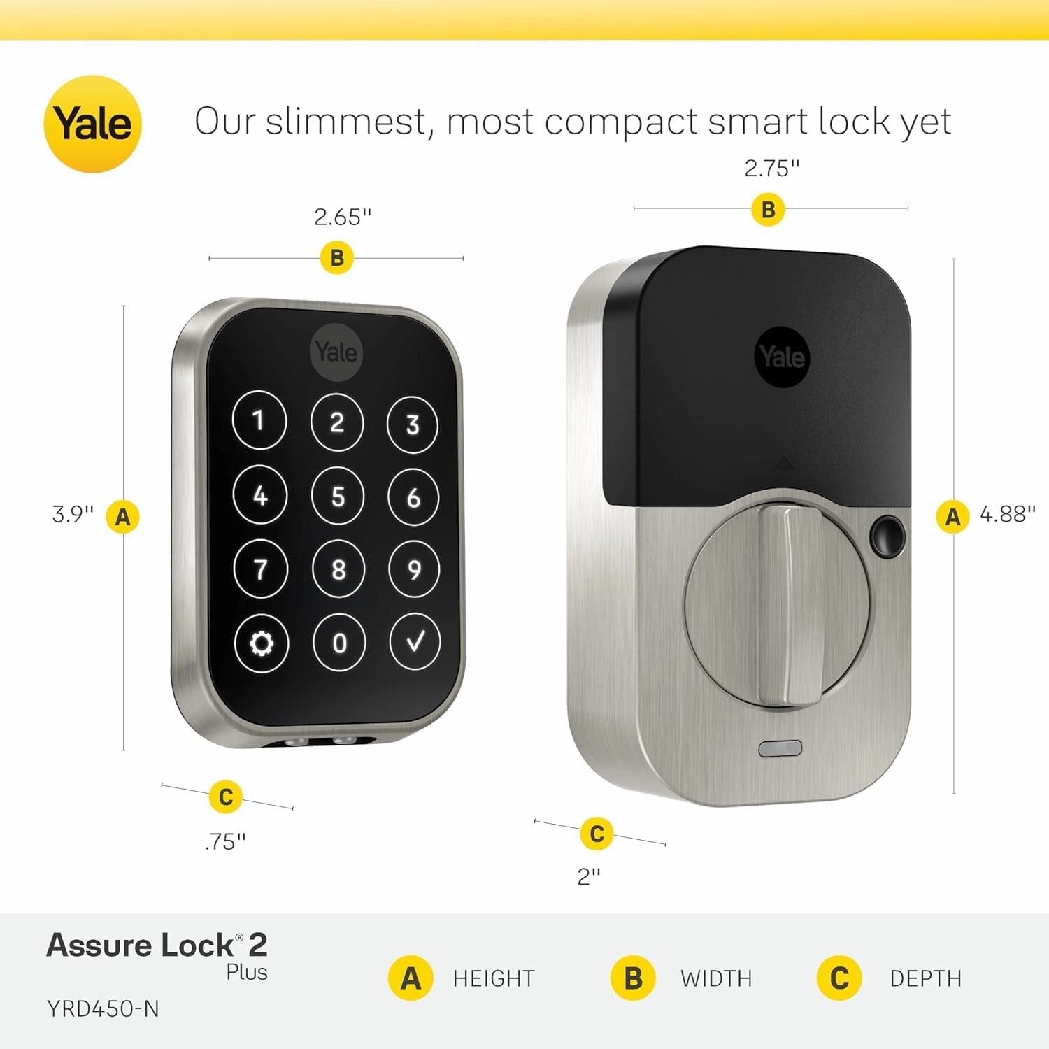 Yale Assure Lock 2 Plus Apple Home Keys, Bronze Keyless Entry Door Lock with Keypad for Code Entry Lock and Auto-Unlock (No Wi-Fi) Remote Access Requires Apple Home Hub via HomeKit, ‎YRD450-N-BLE-0BP