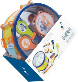 Yardwe Musical Instrument Percussion Set Kit Drum for Develops Fine Motor Skills and Intelligence Safe Material Present for Preschool