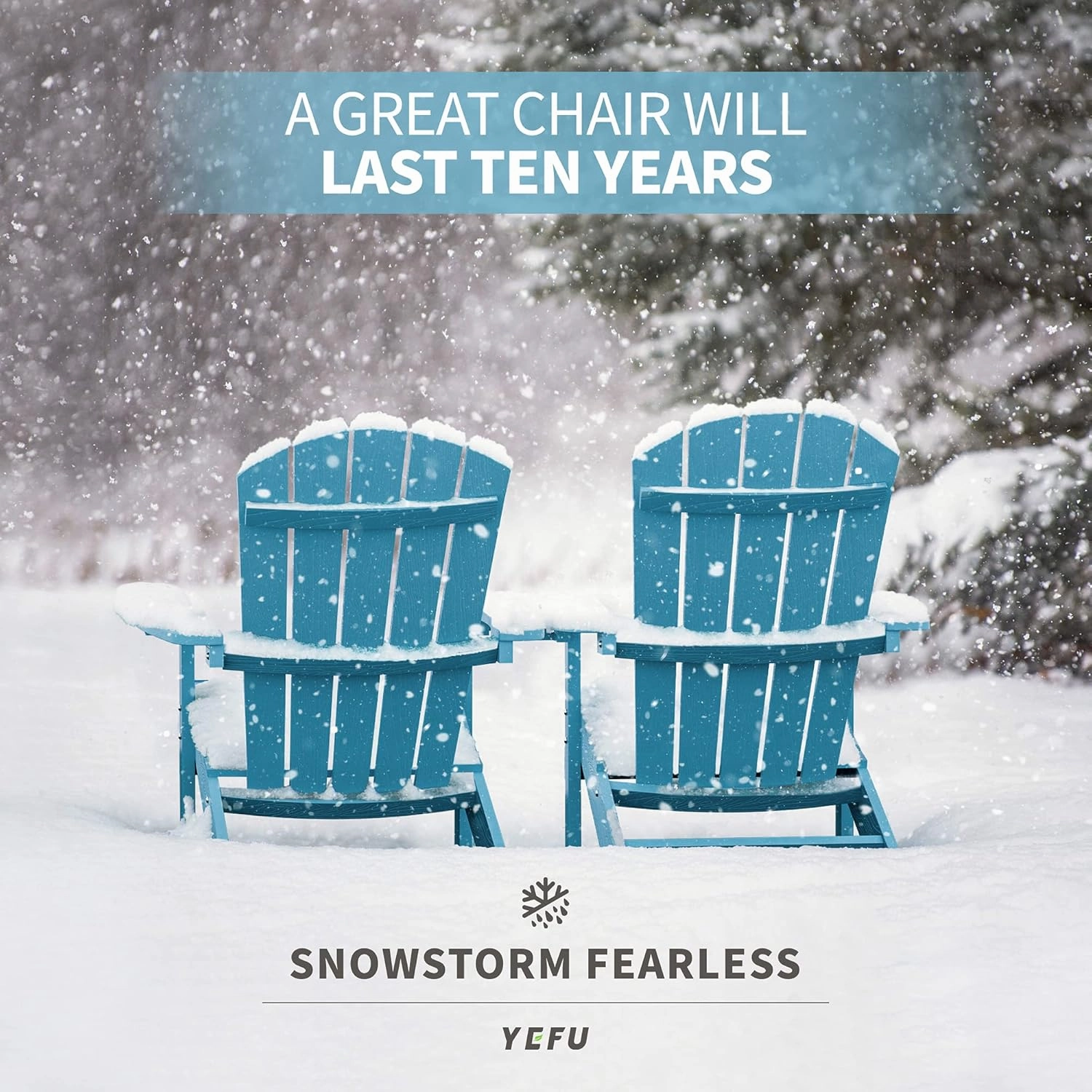 YEFU Adirondack Chair Weather Resistant: Outdoor Chair HIPS Plastic Adirondack Chairs - Patio Chairs with Wood Texture - Lawn Fire Pit Deck Porch Garden Chairs for Adults (Blue)