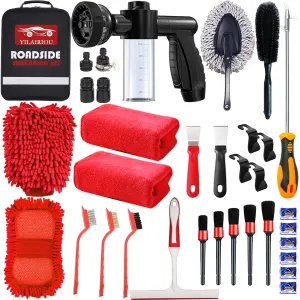 YILAIRIOU Car Wash Cleaning Kit with Foam Gun Sprayer Microfiber Sponge and Towels Tire Brush Collapsible Bucket Built for The Perfect Car Wash Kit, for Cleaning Car Gardens and Pets