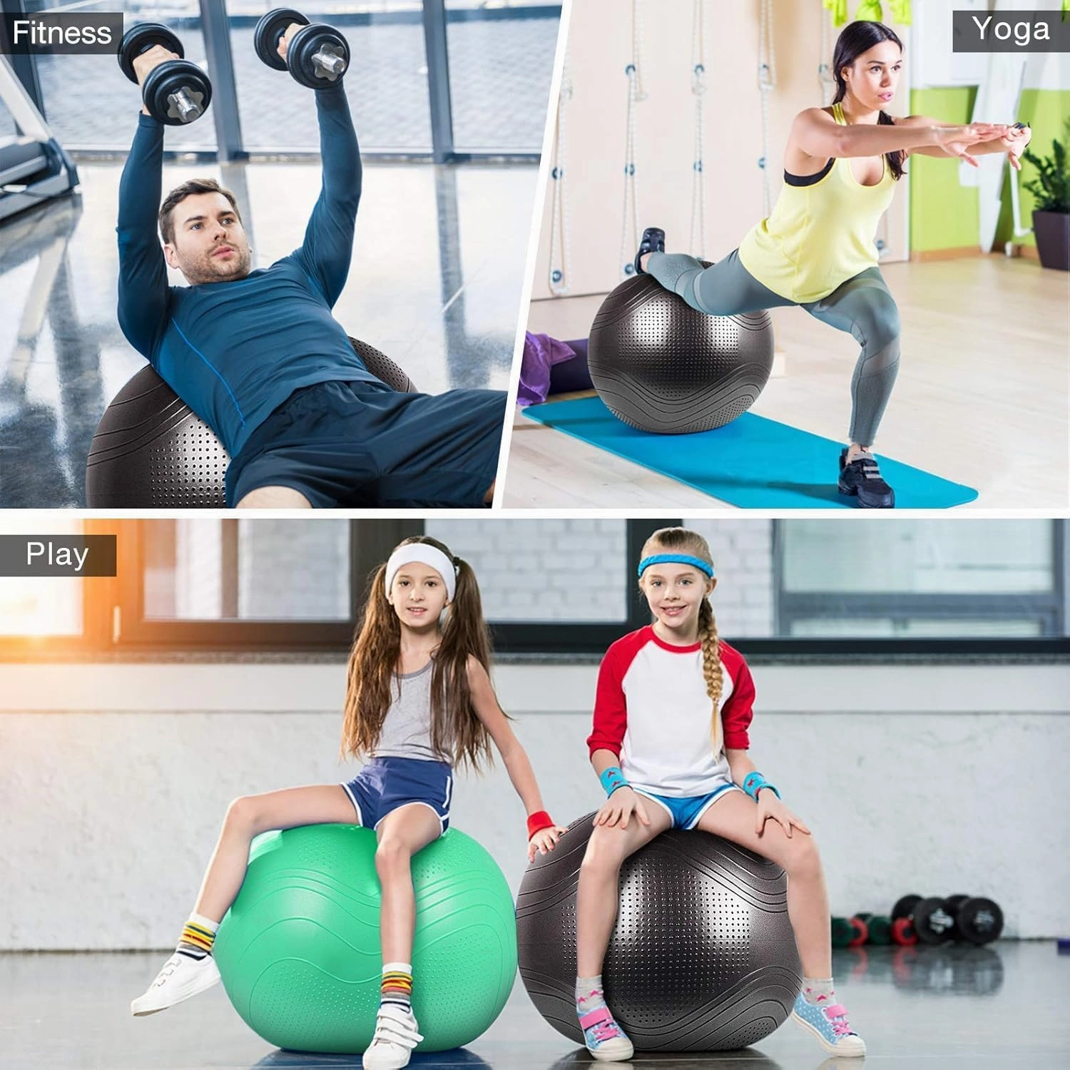 Yoga Ball, 22-30 Inch Extra Thick Exercise Ball for Workout Fitness Balance, Anti Burst Chair for Home and Office Desk, Includes Hand Pump & Workout Guide Access