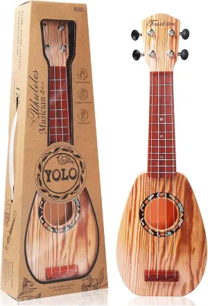 YOLOPLUS  17 Inch Kids Ukulele Guitar Toy 4 Strings Mini Children Musical Instruments Educational Learning Toy for Toddler Beginner Keep Tone Anti-Impact Can Play with Picks/Strap/Primary Tutorial