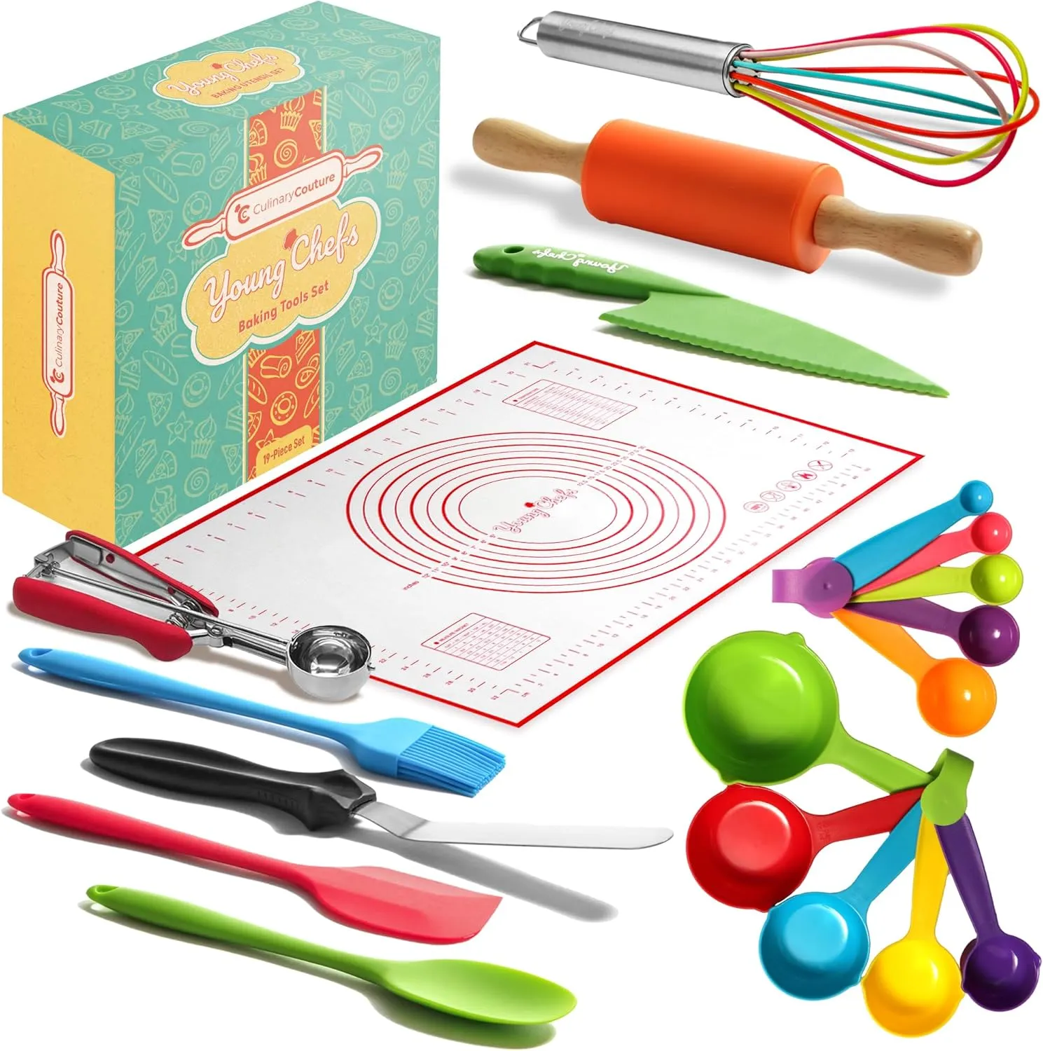 Young Chefs Cooking and Baking Set for Kids – 19 Pieces Real Baking Set – Giftable Sets for Girls and Boys – Kids Cooking Sets Real 8-12 Years