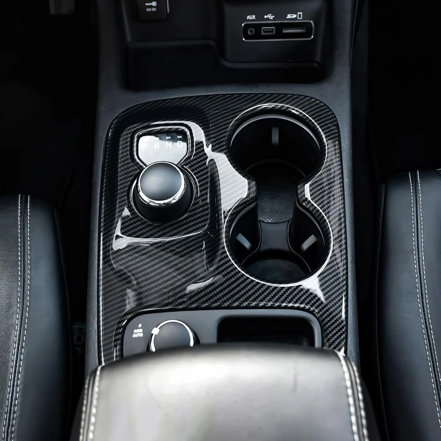 Youtaiche Car ABS Gear Shift Panel Cover Trim for Dodge Durango Accessories 2014 2015 2016 2017 Carbon Fiber Interior Decoration (Black)