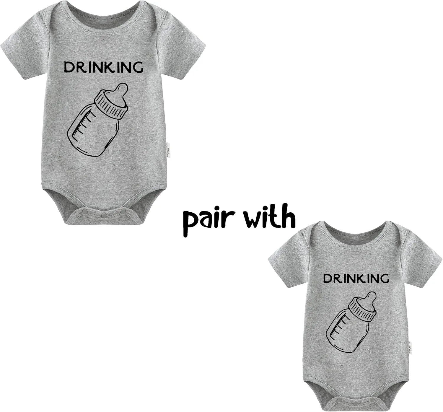 YSCULBUTOL Baby Twins Bodysuit Drinking Buddies Newborn Baby Romper Twins Boy Girl Matching Outfits Triplets Set