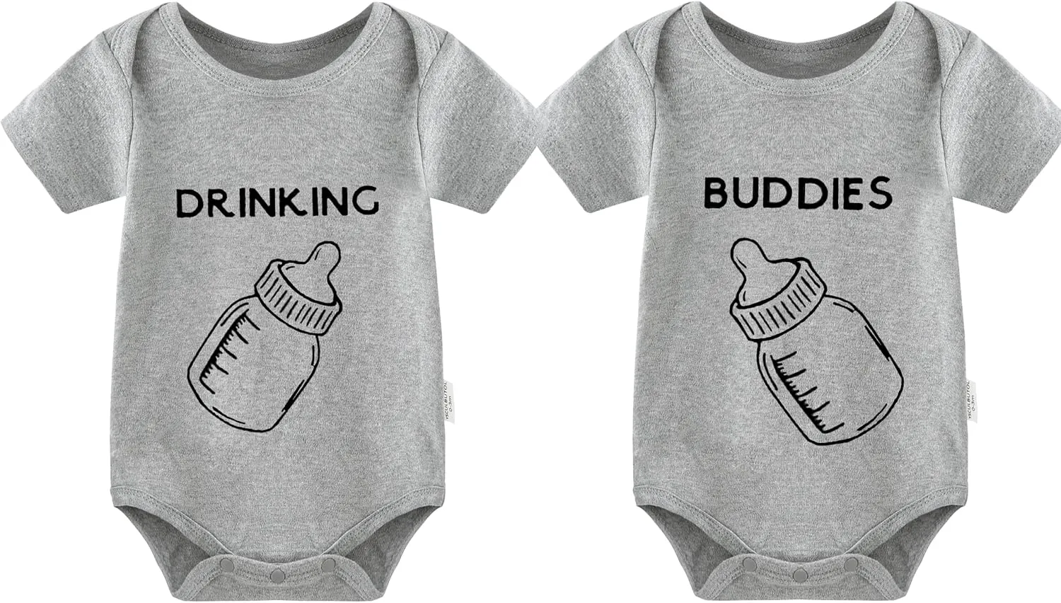 YSCULBUTOL Baby Twins Bodysuit Drinking Buddies Newborn Baby Romper Twins Boy Girl Matching Outfits Triplets Set