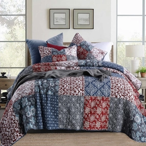 Yvooxny Quilts Queen Size 3-Piece Quilt Set Real Patchwork Bedspread Coverlet Set Quilted Bedding Set with Pillowcases for All Seasons, Farmhouse Bohemian Style
