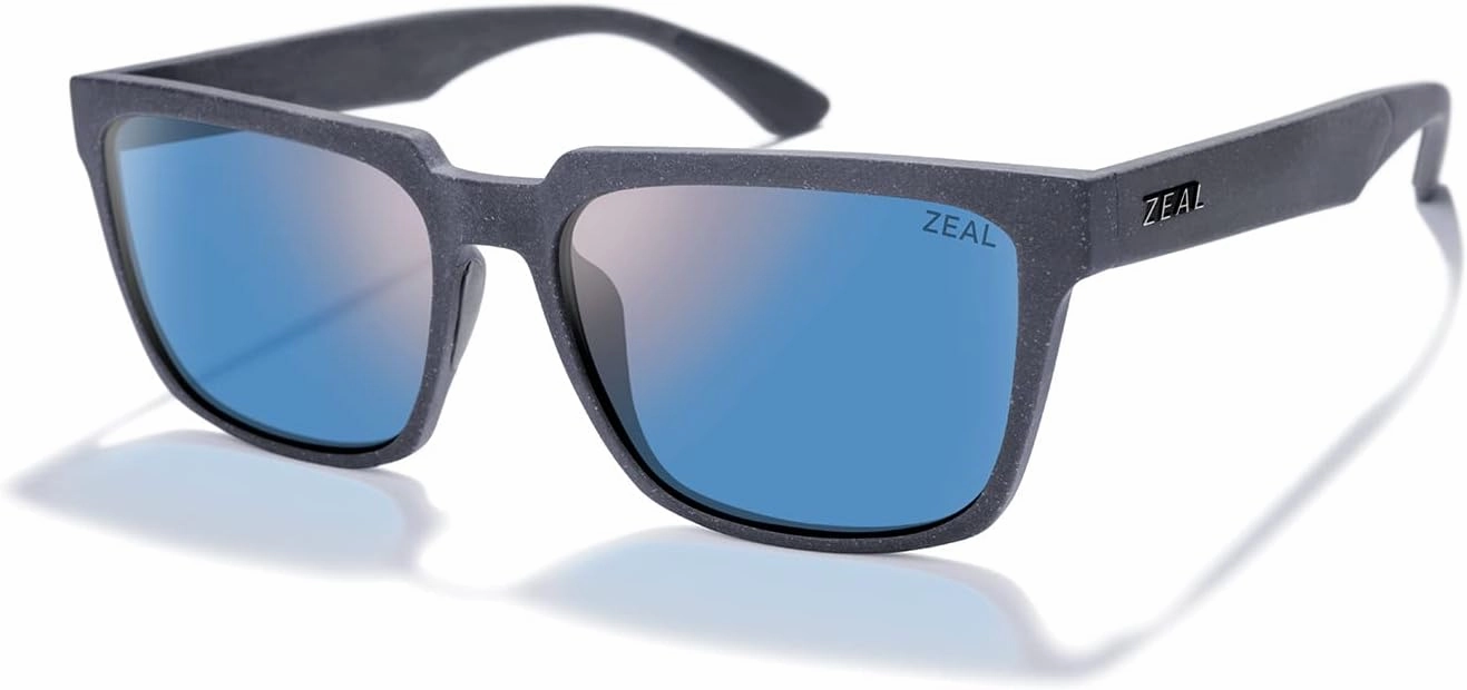 Zeal Optics Northwind Rectangular Sunglasses, Black Grain/Polarized Horizon Blue Lens, Medium